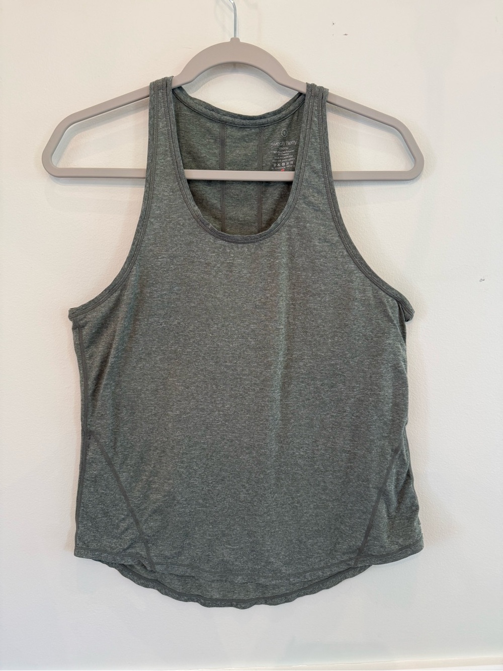 Sweaty Betty Energise Racerback Tank Top Activewear Space Dye Mossy Geeen Sz S